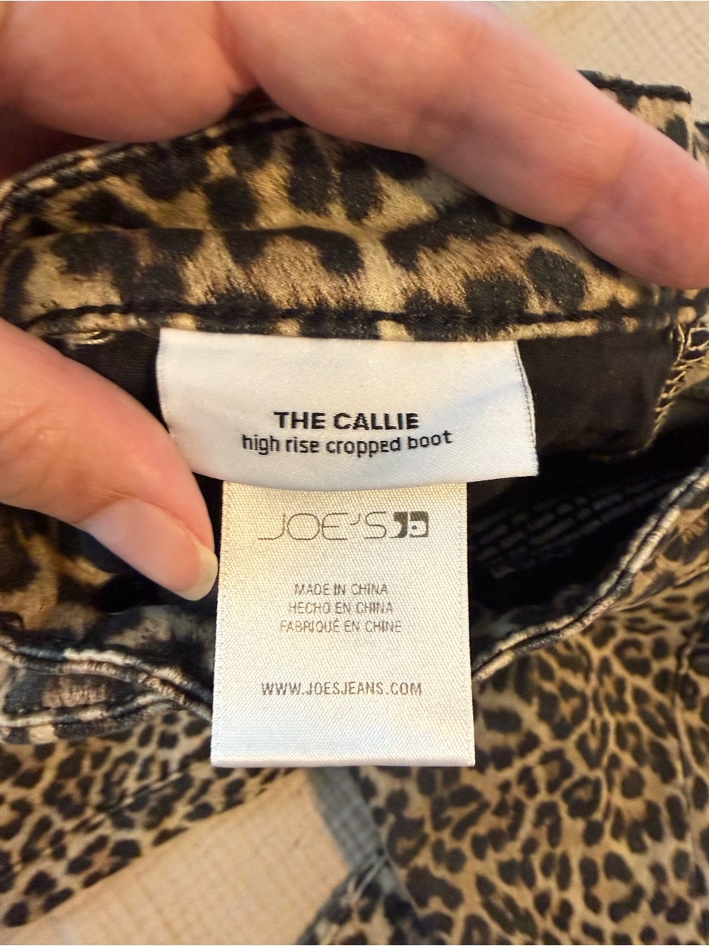 Joe’s Jeans Leopard Print High Rise Crop Boot Cut Jeans - Black/Tan - Picture 5 of 8